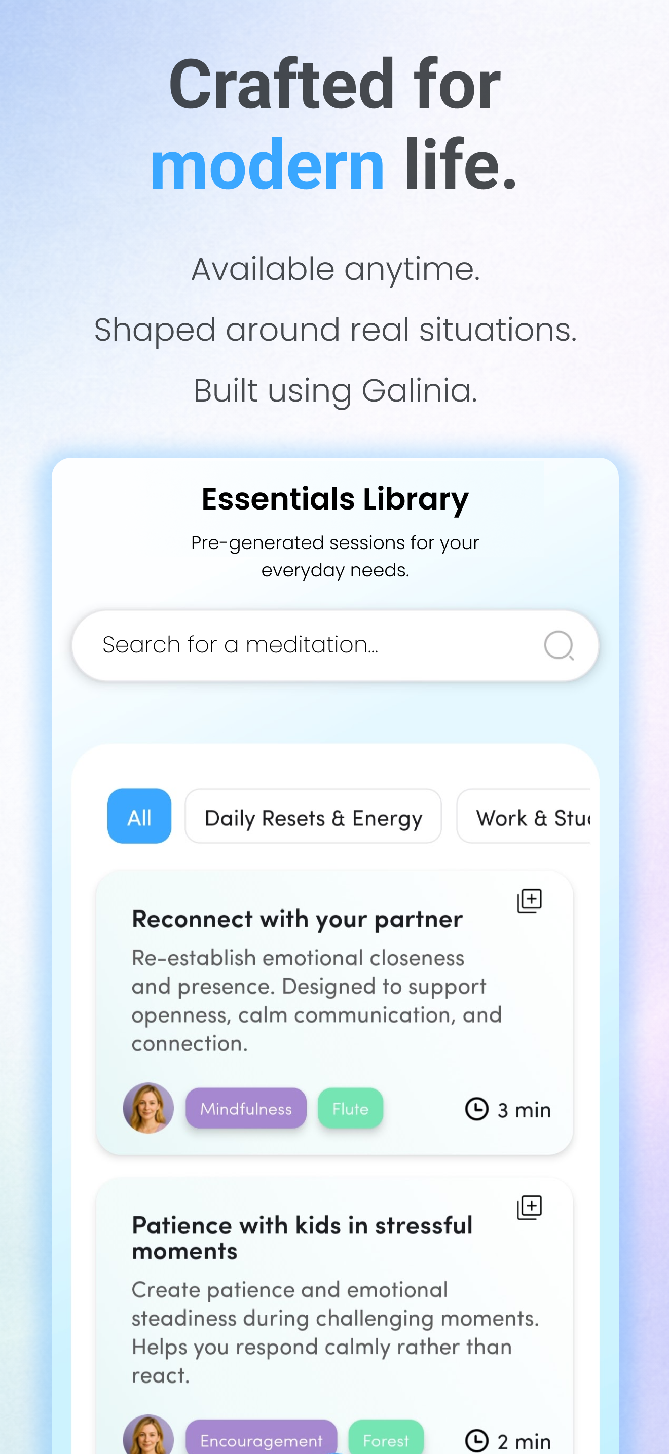 Galinia app screenshot